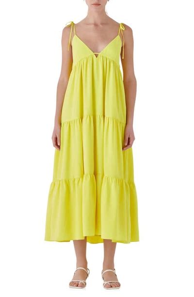 Endless Rose Women S Spaghetti Tie Maxi Dress In Lime Modesens