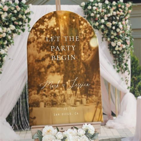 Wedding Party Sign Gold Mirror Wedding Sign Let The Party Begin