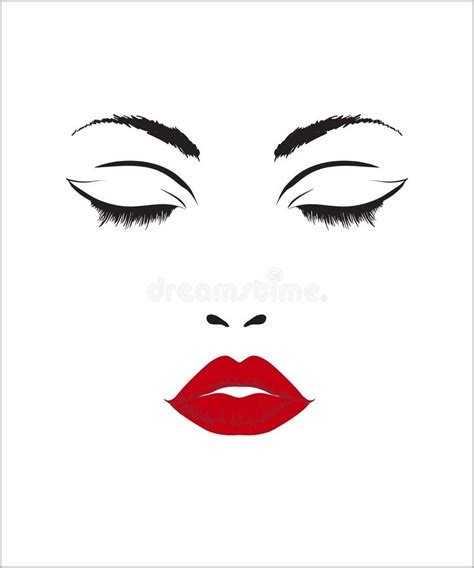 Cara Del s De La Mujer Vectorillustration Pestañas Rojas Realistas De