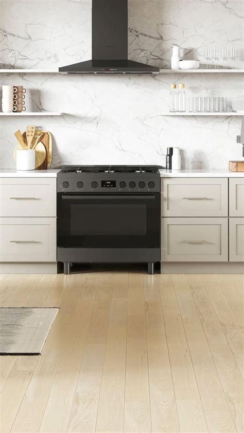 Bosch Black Stainless Steel Industrial-Style Range | Kitchen fixtures, Kitchen, Farmhouse kitchen