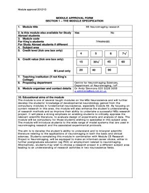 Fillable Online Mscneuroscience Iop Kcl Ac Module Approval Form