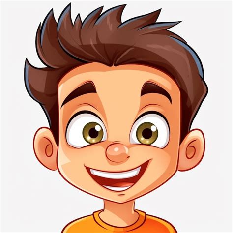 Premium Photo Cartoon Boy With Brown Hair And Brown Eyes Smiling Generative Ai