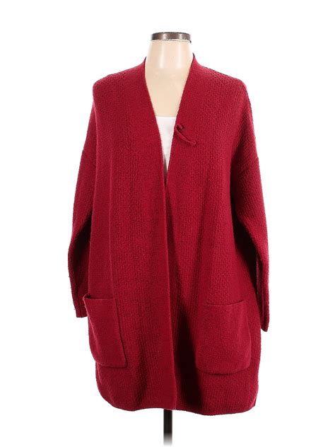 J Jill Solid Red Cardigan Size L 36 Off Thredup