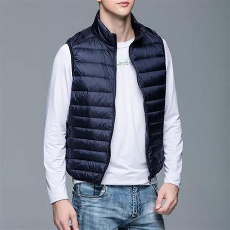 2017 New Casual Brand Men Sleeveless Jacket Winter Ultralight White Du