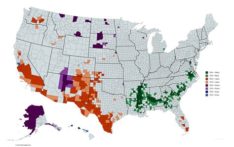 (Largest) Minority groups with a higher population than 35% by US ...