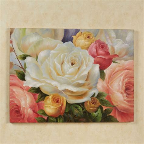 Rose Garden Handpainted Floral Canvas Wall Art