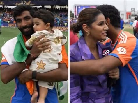 Seen His Father Win The T20 World Cup Jasprit Bumrah Gives Son Angad His Medal Hugs Wife