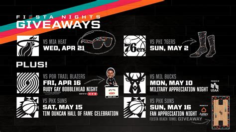 San Antonio Spurs Announce Promotional Giveaway Schedule For April And