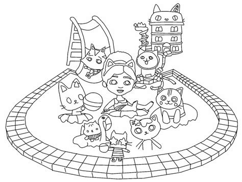 Coloring Page Gabby S Dollhouse Summer At The Swimming Pool