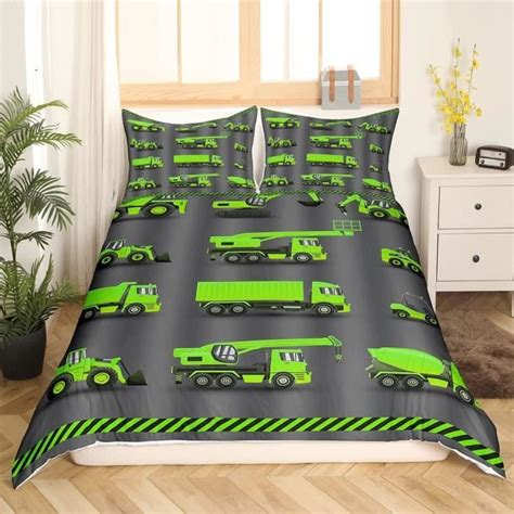 Construction Housse De Couette Vert Noir Dessin Anim Pelle Parure De