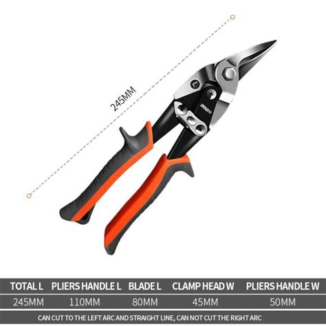 10 Inch Left Bend Cisaille à Tôle en Acier Inoxydable Ciseaux d