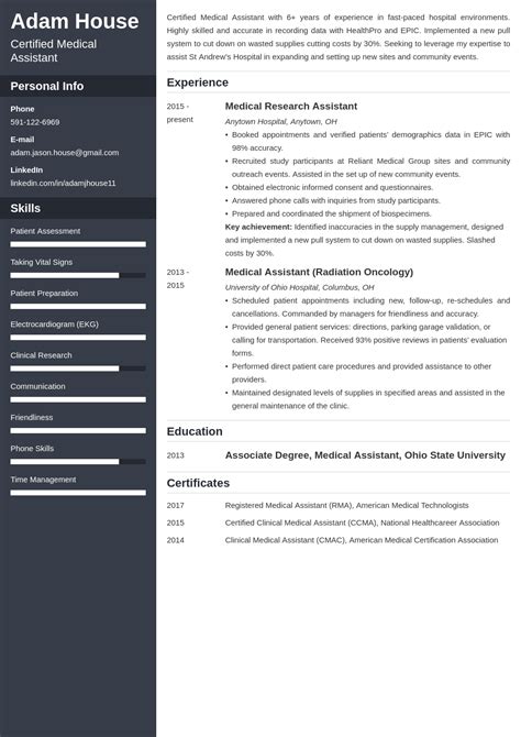 Medical Assistant Cv Sample—25 Examples And Writing Tips