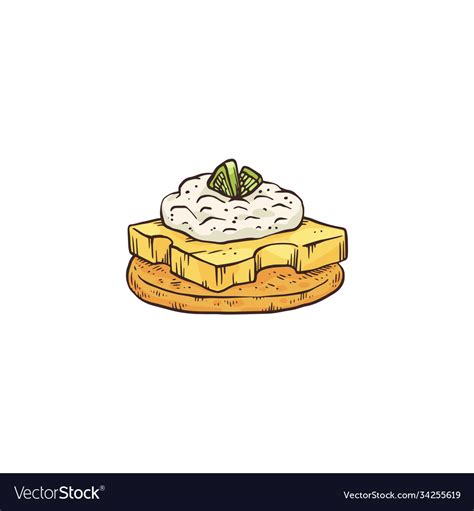 Appetizer Or Canape With Sorts Cheese Sketch Vector Image