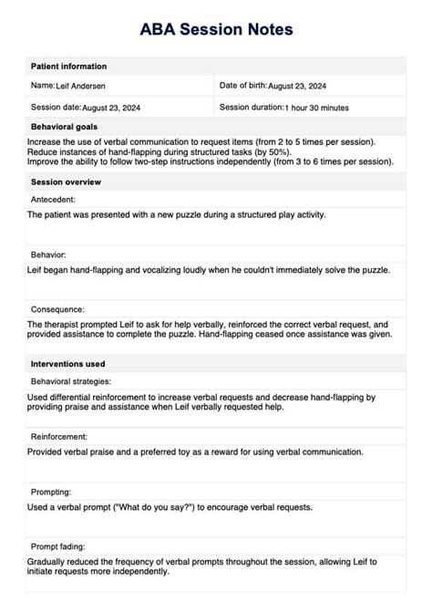 Aba Session Notes Aba Session Note Example Explore Our Collection Of