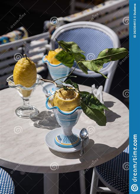 Traditional Amalfi Dessert Lemon Sorbet In Lemon Citrus Delight