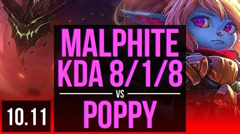 Malphite Vs Poppy Top 1 4m Mastery Points Kda 8 1 8 2 Early Solo