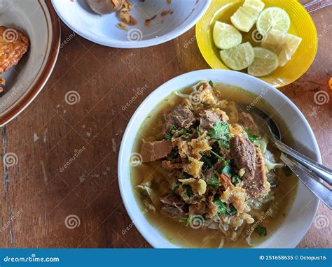 Soto Daging Sapi. Indonesian Food in a White Bowl. Served on the Wooden ...