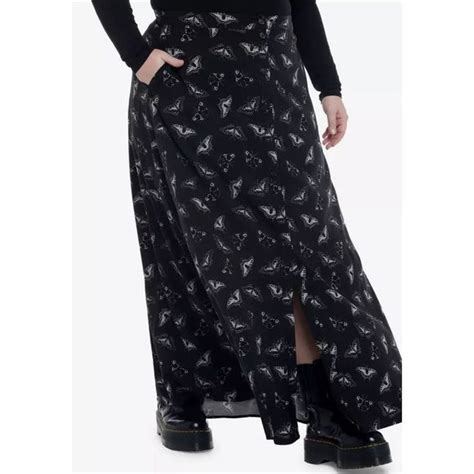 Hot Topic Skirts Hot Topic Cosmic Aura Black Moth Button Front Maxi