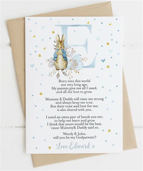 Personalised Peter Rabbit Initial Will You Be My Godparents Etsy Uk