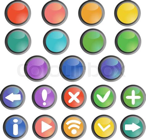 Round buttons set with basic web icons | Stock vector | Colourbox