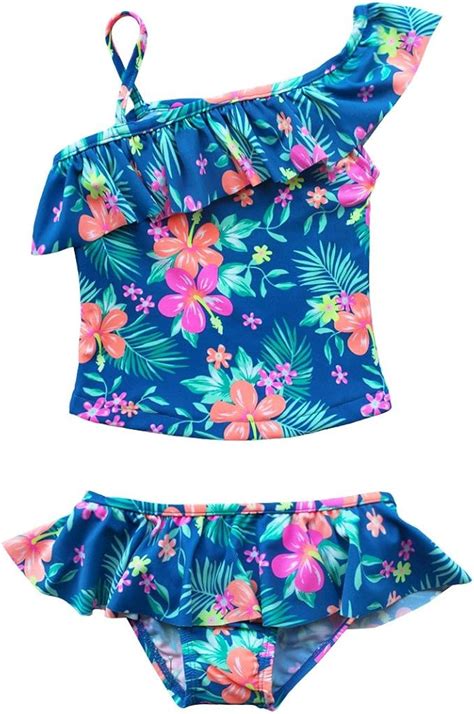 MSemis MSemis Kinder Mädchen Badeanzug Bademode Floral Bikini Bade Set