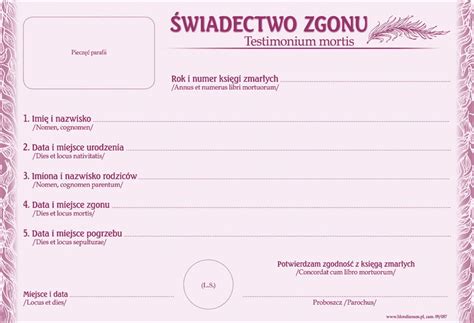 Za Wiadczenie Wiadectwo Zgonu