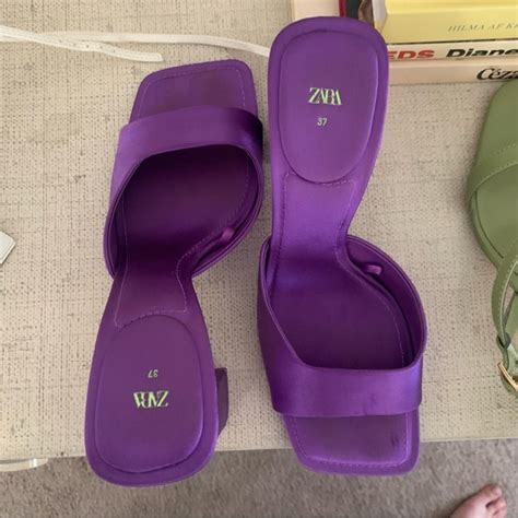 Zara Shoes Zara Purple Satin Heels Poshmark