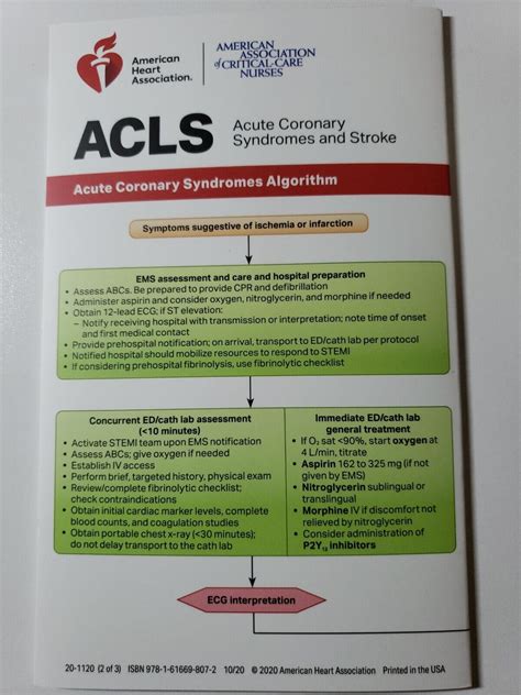 2020 Acls Reference Cards Acute Coronary Syndrome And Stroke