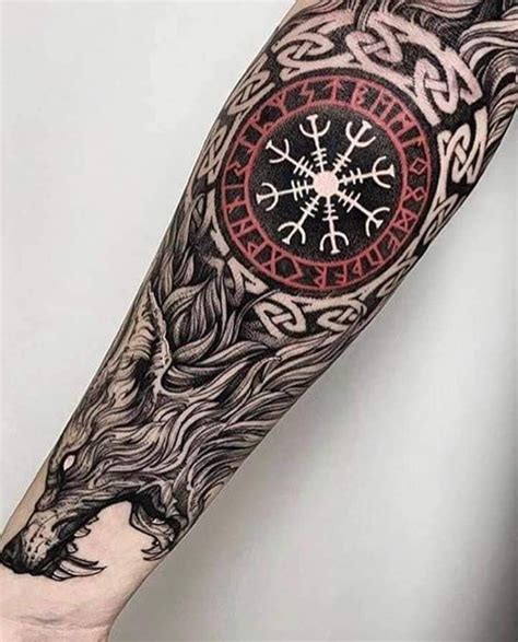 Clock Tattoo with Norse Mythology Design