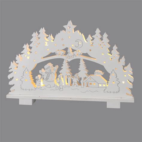 Village Lumineux En Bois Illumin E X H Cm Bonheur Blanc Chaud