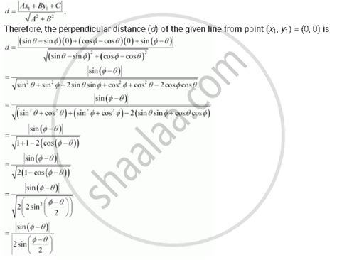 Find Perpendicular Distance From The Origin To The Line Joining The