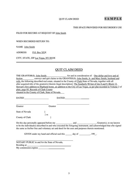 Quick Claim Deed Form Nevada Complete With Ease Airslate Signnow