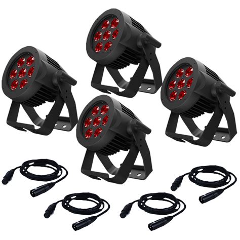 ADJ American DJ 7P Hex IP RGBAW UV IP65 Rated LED Par 4 Pack W IP