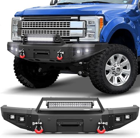 Pofenze Front Bumper Bar With Winch Plate For 2017 2022 F250 F350 F450 Textured