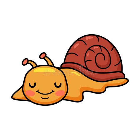 Cute Little Snail Cartoon Sleeping Stock Vector - Illustration of race ...