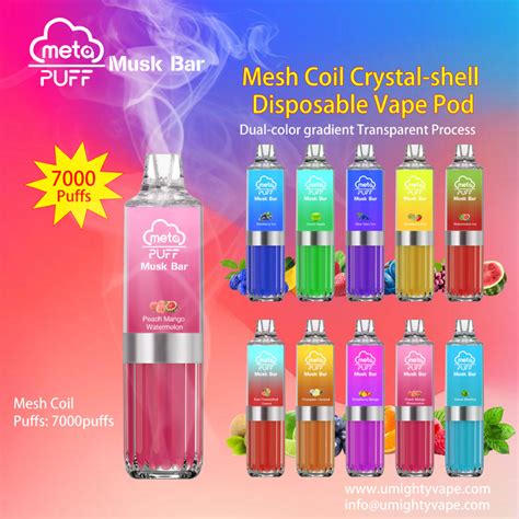 最新の使い捨て可能な Vape バー 7000 パフ メッシュ コイル 10 フレーバー使い捨て可能な Vape ポッド