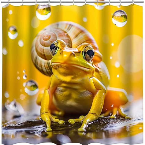 Hyperrealistic Frog With Snail Shell Shower Curtain Bright Colors High