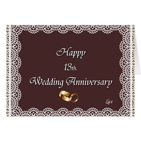 Happy 13th Wedding Anniversary Lace Card Zazzle