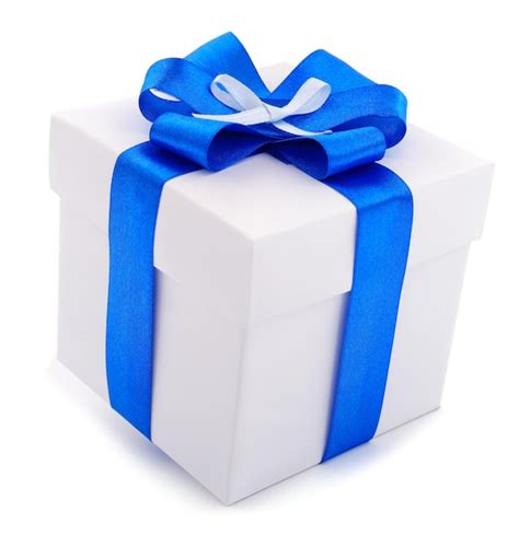 Caja De Regalo Blancas Con Lazo Azul Foto Premium