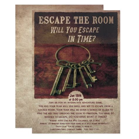 Escape Room Party Invitation Au