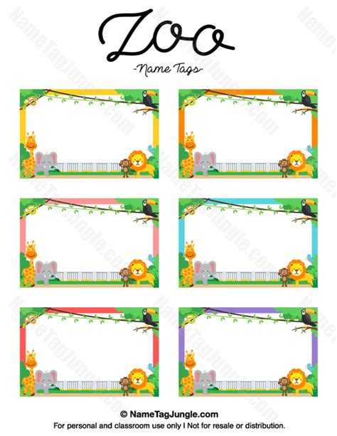 Free printable zoo name tags. The template can also be used for ...