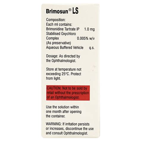 Brimosun LS 0 10 Eye Drops 5ml Price Uses Side Effects Netmeds