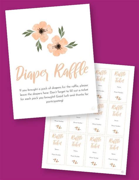 Diaper Raffle Guide Includes Free Printable Raffle Tickets Signs