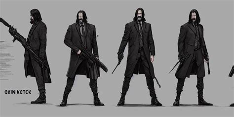 John Wick Character Sheet Concept Design Contrast Stable Diffusion