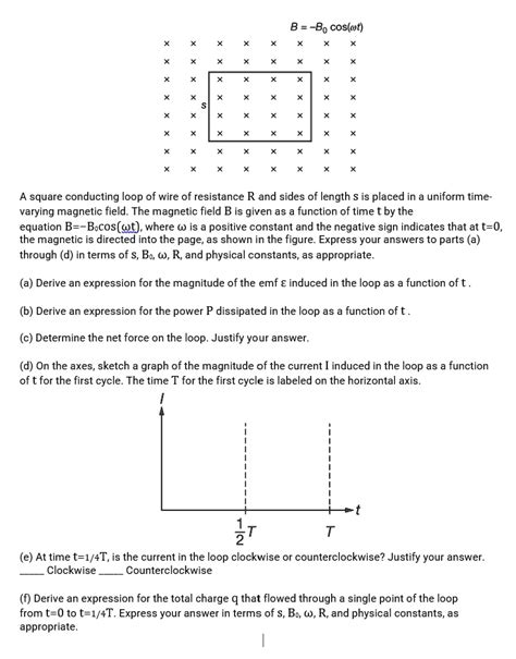 Solved Text B0 CosÏ‰t A Square Conducting Loop Of Wire Of Resistance R And Sides Of Length L