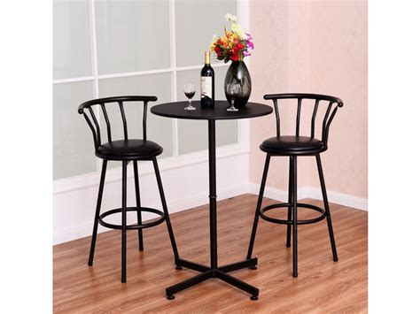 Costway Piece Bar Table Set With Stools Bistro Pub Kitchen Dining