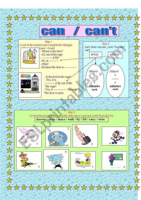 Cancan´t Esl Worksheet By Yousri