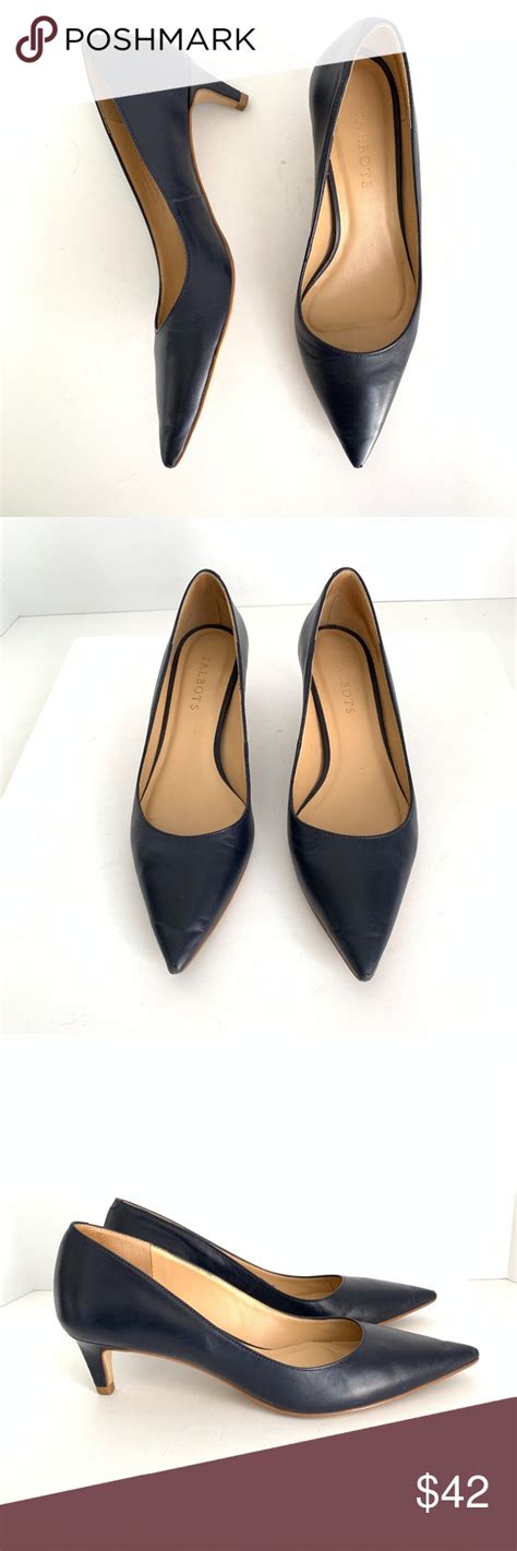 Talbots 8 AA Narrow Navy Leather Kitten Heel Pumps Talbots Womens Size