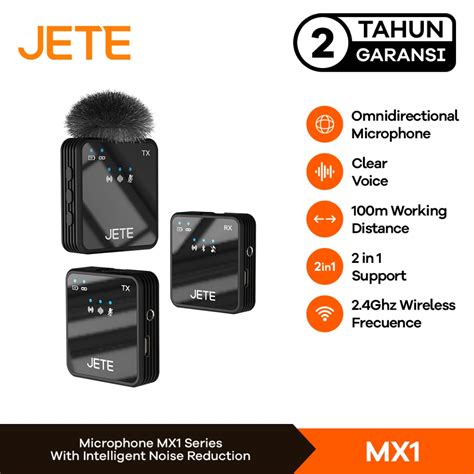 Jual Microphone Wireless Jete MX1 Clip On Mic Live Youtuber 2in1