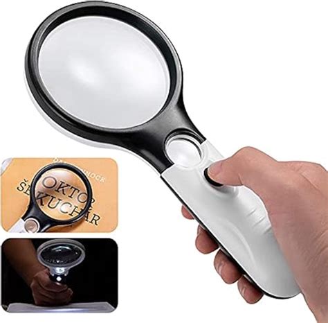 Magnifying Glass With Light 3x 45x Handheld Large Magnifier Lightweight Led Illuminated